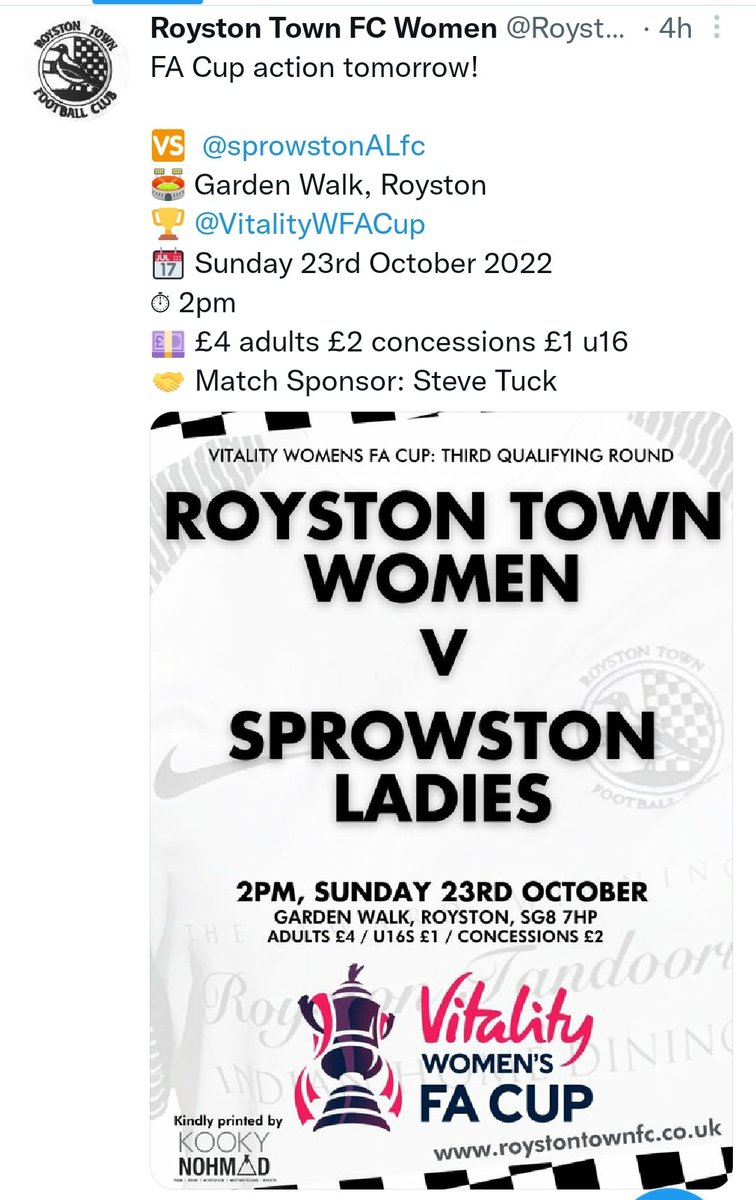 greneway50's tweet photo. Next together in our timeline:
#Greneway Alumni and #Legends
leading the way for their respective clubs:
@Ellie_Bishopx for @BrentBulls
@amycoop_ for @RoystonTownWFC in the @VitalityWFACup https://t.co/zaTSt6uNgl