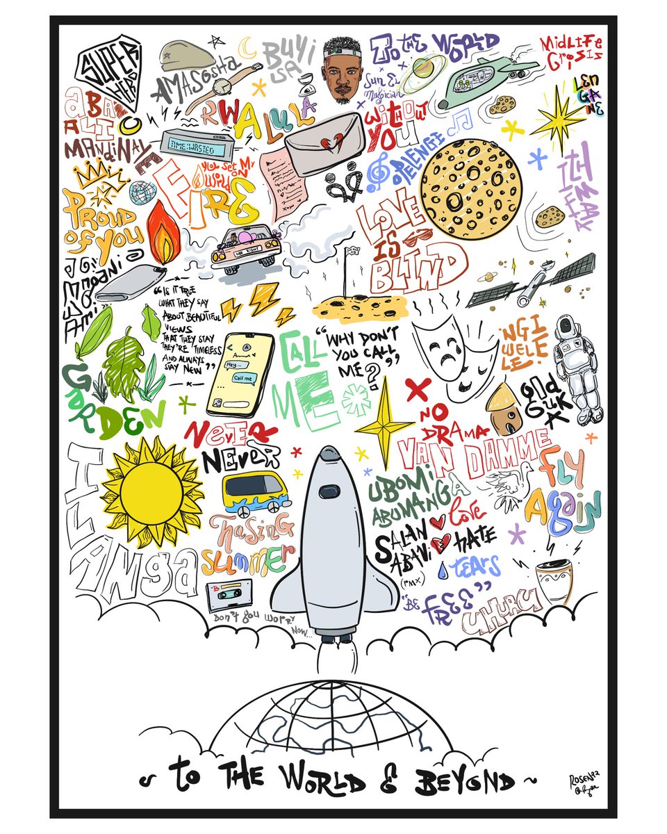 "To The World And Beyond", 2022 © Rosen Ian
An attempt at interpreting the wonderful work that is the album by the gifted Sun-El Musician. The sounds are beautifully transcendent.
While this has been a challenge, I'm grateful.
#rosendraws #totheworldandbeyond #sunelmusician