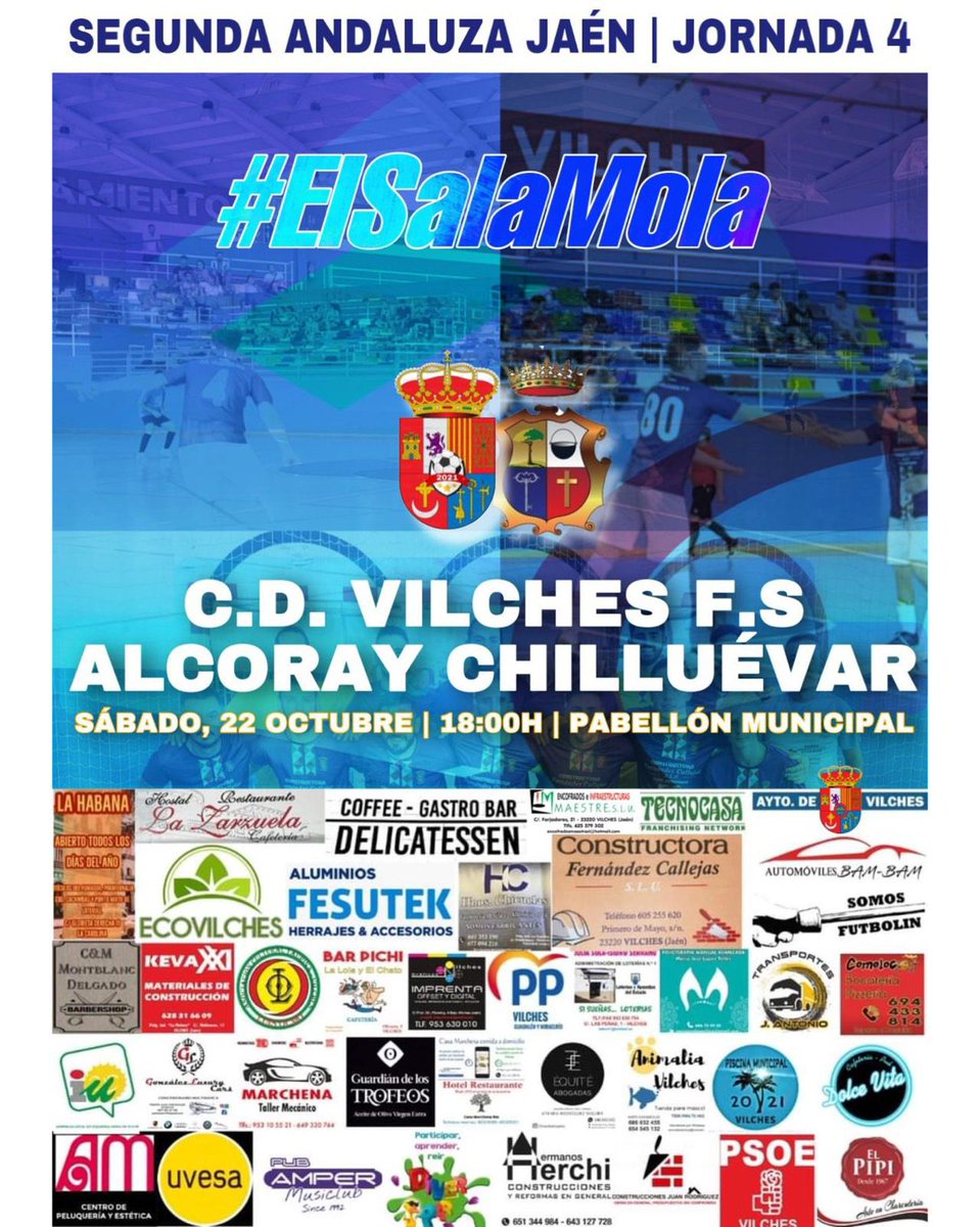 ⚽️ ¡DÍA DE PARTIDO! 
📅Sábado 22 de Octubre.
🕓 18:00h
🏟 Pabellón municipal de Vilches

¡Tu apoyo, nuestra fuerza! 💙🤍
#elsalamola