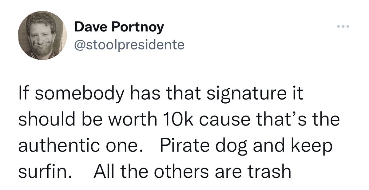 KyleABooker's tweet photo. It was so cool meeting @stoolpresidente today! He was also kind enough to sign my card. Thanks again, Dave! @barstoolsports #daveportnoy #vivalastool #elpres #piratedog @nooners @VivaLaStool #Houston @Specs1962 https://t.co/wVKEYccX8g