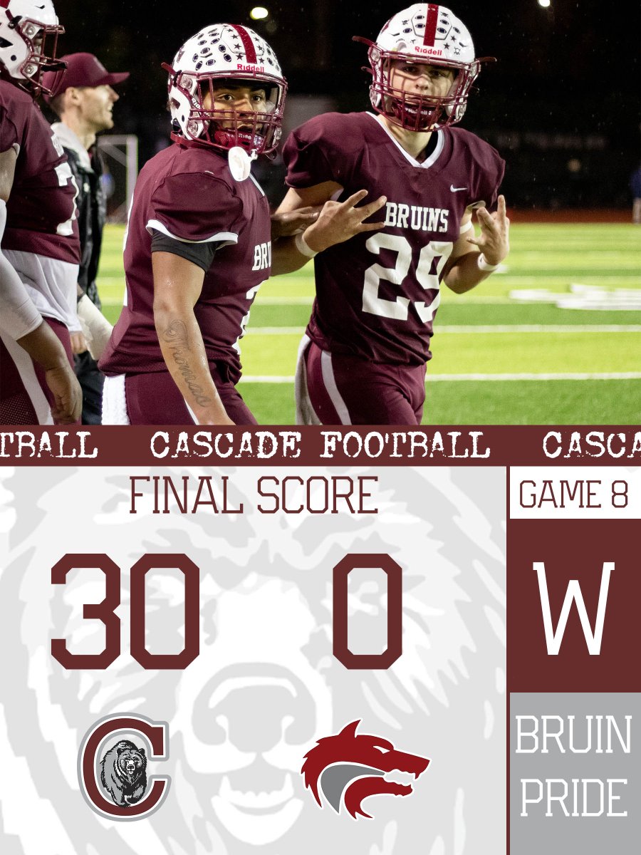 The Bruins are 8-0 earning a chance at the playoffs! 

Next up: Shorewood (4-4) - Oct 26

Highlights:
<a href="/EricSowards6/">Eric Sowards</a> '23 - 2 TD passes
<a href="/DevinGilbertt/">Devin Gilbert</a> '23 - 1 TD, 2 INT
@juliant42461010 '23 - 1 TD
Tyler Mazzeo - '24 - 1 TD
<a href="/AndiCosme/">Andi Cosme</a> '25 - 1 TD
<a href="/Z_Lopez07/">Zachary Lopez</a> '24 - 225+ all-purpose yds