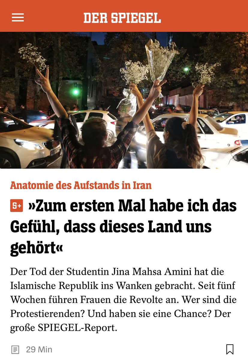 Der Tod der Studentin Jina Mahsa Amini bringt das iranische Regime ins Wanken. Seit fünf Wochen führen Frauen die Revolte an. Wer sind die Protestierenden? Und haben sie eine Chance? Der große @derSPIEGEL-Report - 10 Seiten Iran im Heft, digital hier: spiegel.de/ausland/iran-n…