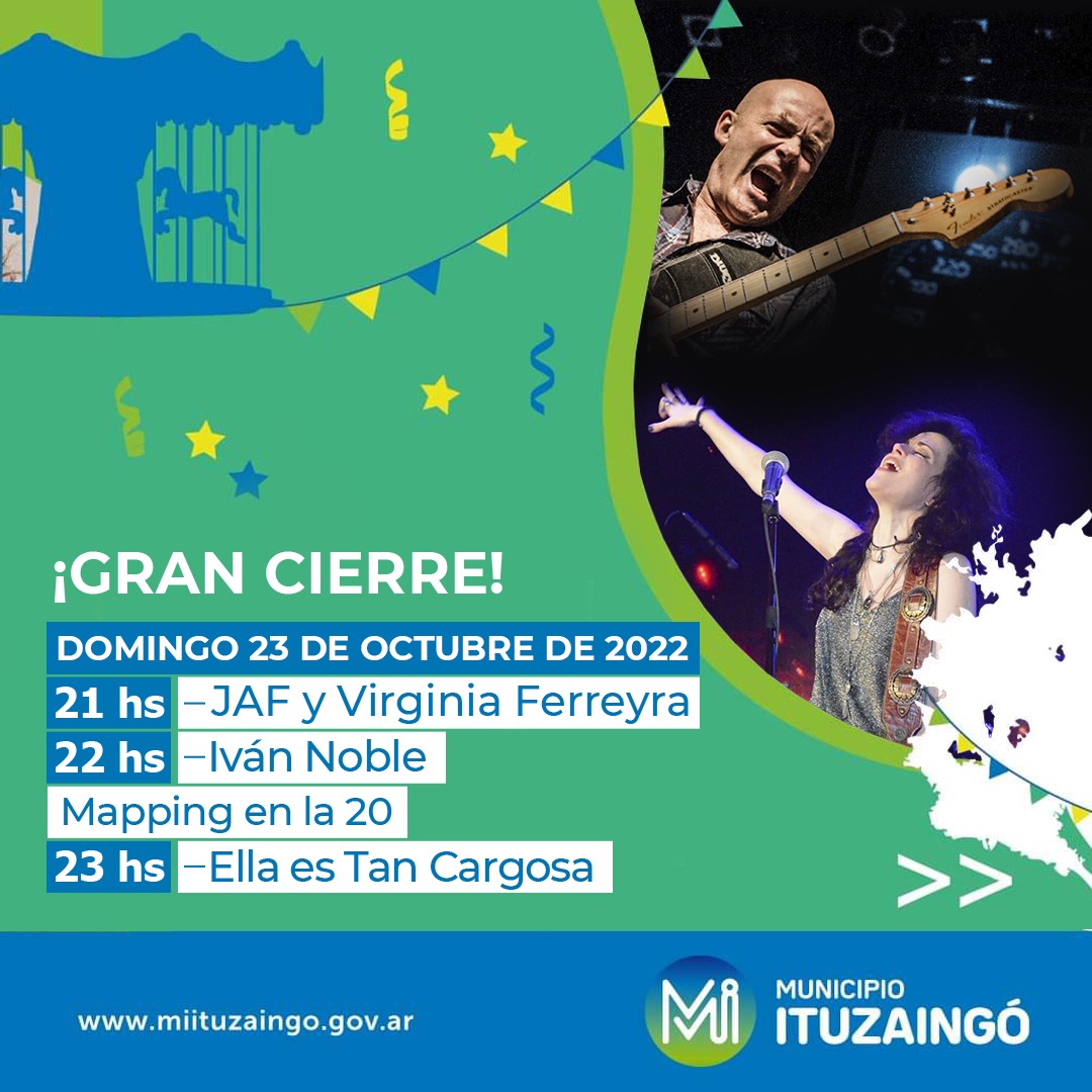 🎆 150° ANIVERSARIO DE ITUZAINGÓ 🎆

🗓 Este Domingo 23 de Octubre a las 21hs JAF y <a href="/virferreyra/">virgii ferreyra</a> salen juntos al escenario mayor del 150° Aniversario de la localidad de Ituzaingó

Set doble de Ferreyra &amp; Ferreyra cantando clásicos y canciones de la nueva placa NOCIVO 🔥
#jaf