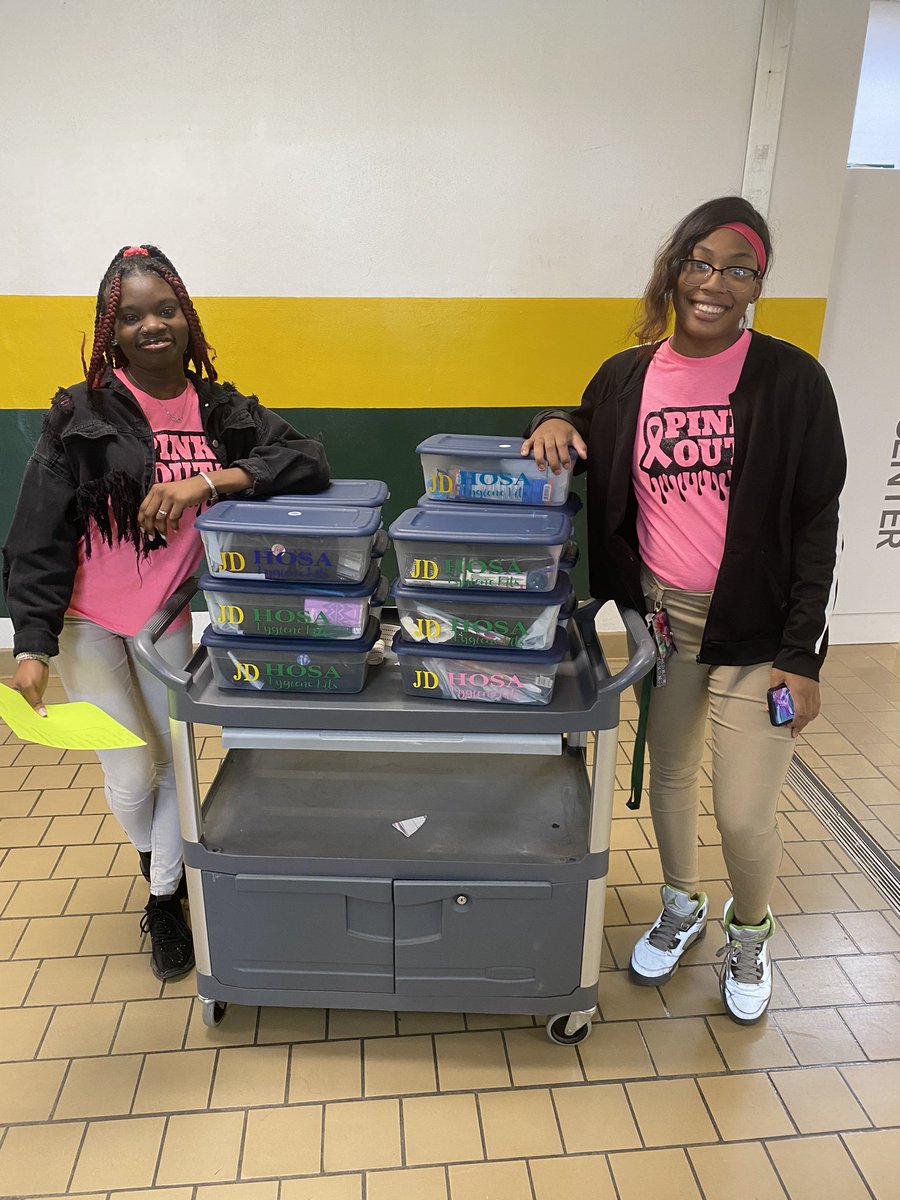 CteJd's tweet photo. HOSA members delivering hygiene kits to classrooms for students that may need personal care items throughout the day. Thank you to those teachers who volunteered to be apart of this school wide community service project ❤️ https://t.co/YVLlZu12bu