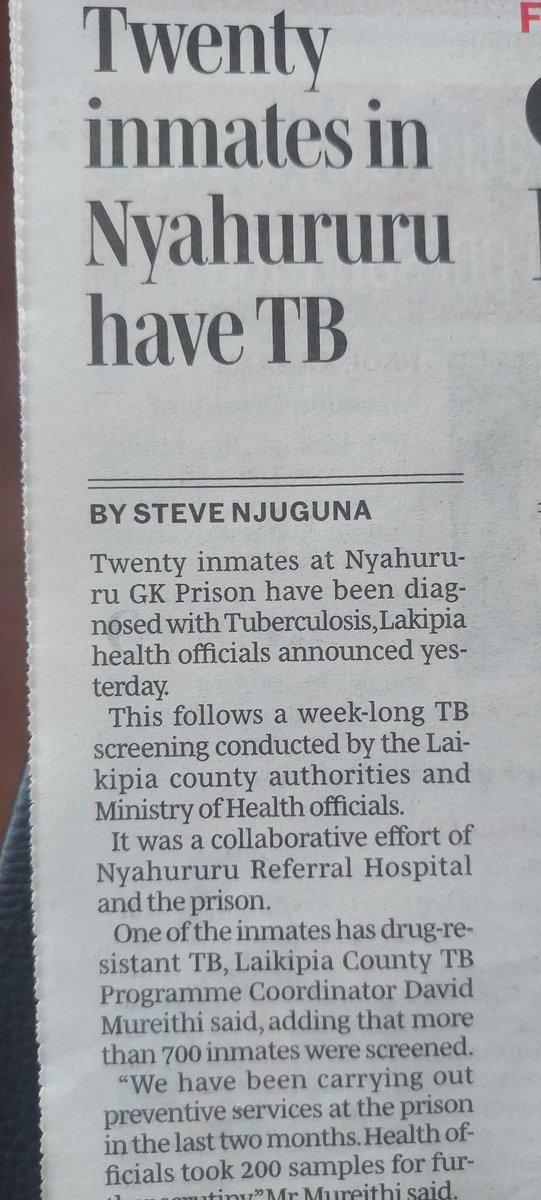 Let's screen all inmates in the country: @MOH_Kenya @NTLDKenya @NEPHAKKENYA @KELINKenya @pamojatbgroup @StopTBKe @StopTBC @StopTB @UNAIDS_Kenya @Amref_Kenya @ReSoKenya @PrisonsKe @KenyaGovernors @nsdcc_kenya @NASCOP @realTBpeople @HaltTB @TBAlliance @TBProof @FastTrackCities