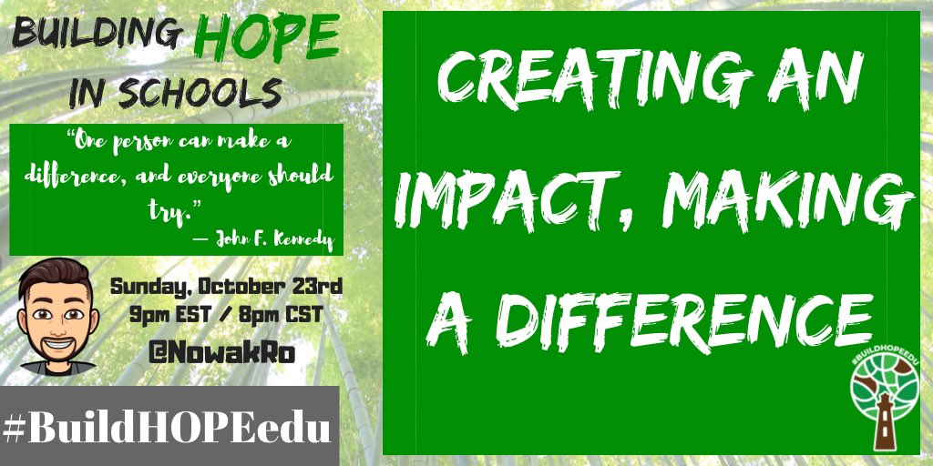 Please join us Sunday, October 23rd @ 9pm EST/8pm CST for #BuildHOPEedu as we come together as a community to discuss Creating an Impact, Making a Difference. Let us lead with our ❤️. #bekindEDU #CodeBreaker #satchat #leadupchat #edugladiators #LeadLAP #CrazyPLN #edchat #t2t