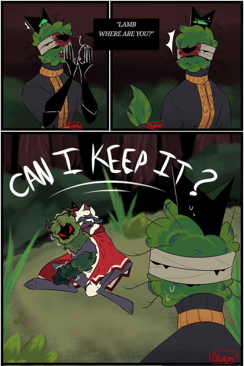Little thing for an au I'm working on.
Long story super short, the Lamb didn't want to kill Leshy and now they're friends.

And I frikin love these Darkwood buggers-

#CultoftheLamb #cultofthelambfanart #COTL