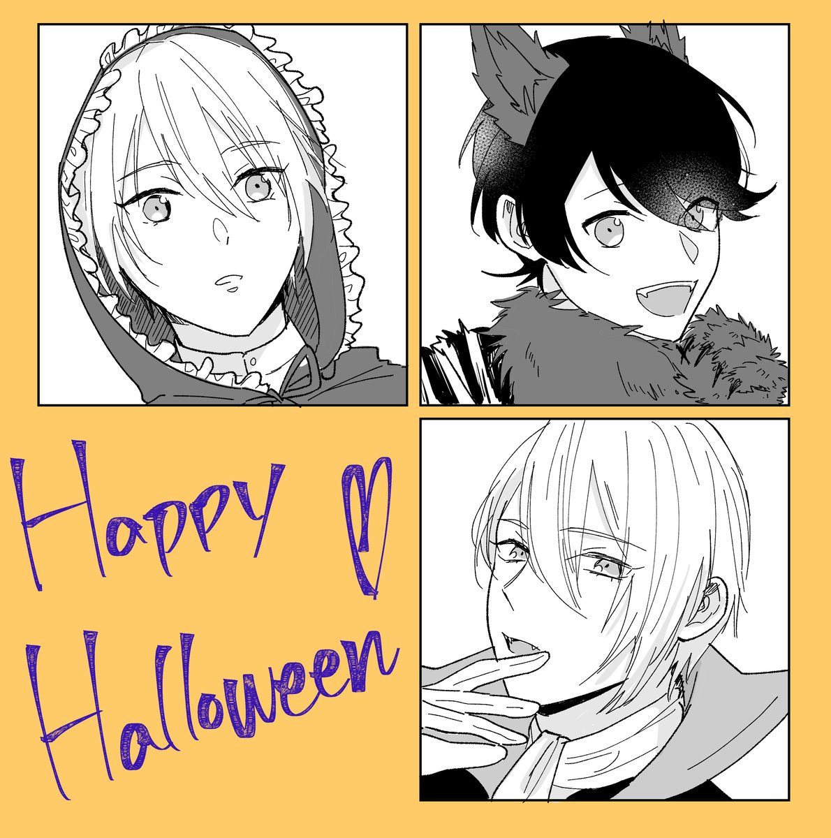 🎃👻真面目に描こうとしたけど、おじいちゃん達を何の仮装にするか悩んでしまったのでここで打ち止め。 