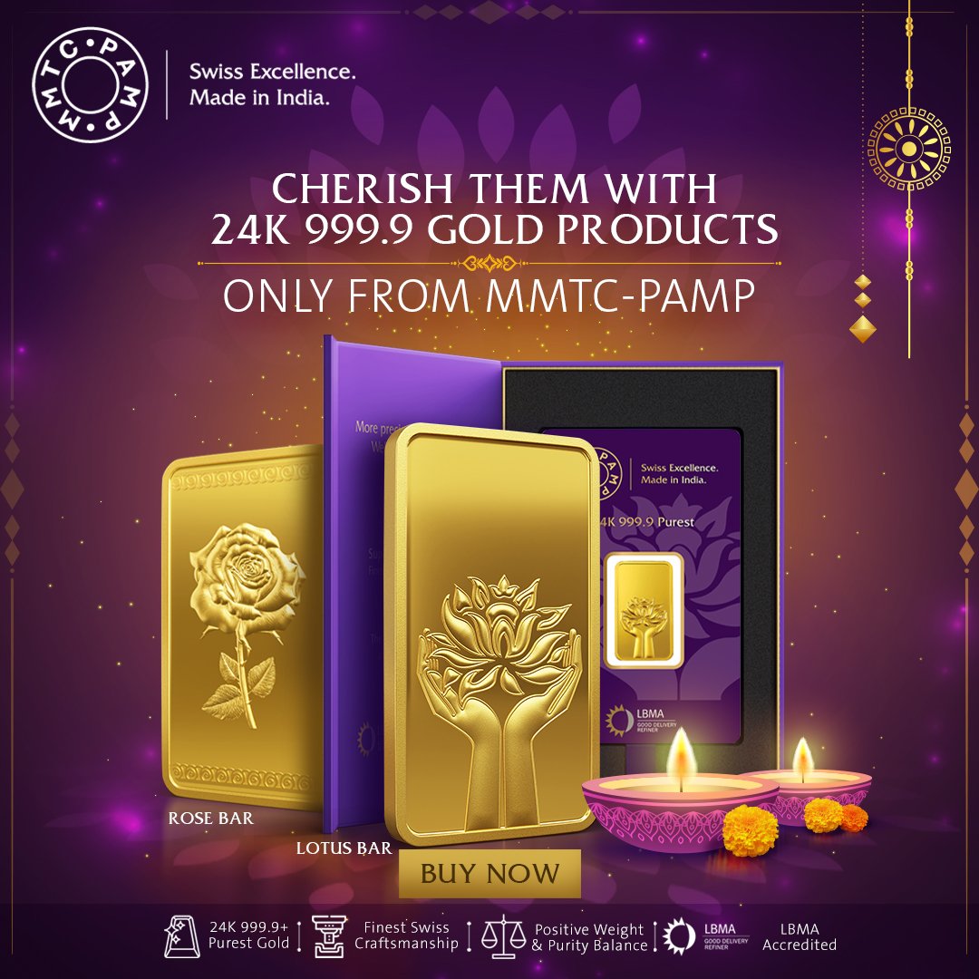 MMTCPAMP's tweet photo. Moments filled with happiness, need some celebration. Cherish these moments with MMTC-PAMP's 24K 999.9 Purest Minted Gold.
Shop Now: https://t.co/mZ8p756fF9
#PurestMoments #Diwali #FestiveGifts #RoseDesign #LotusDesign #PurestGold #MMTCPAMP #MKSPAMPGROUP #MintedGold https://t.co/mIw1AtY99F