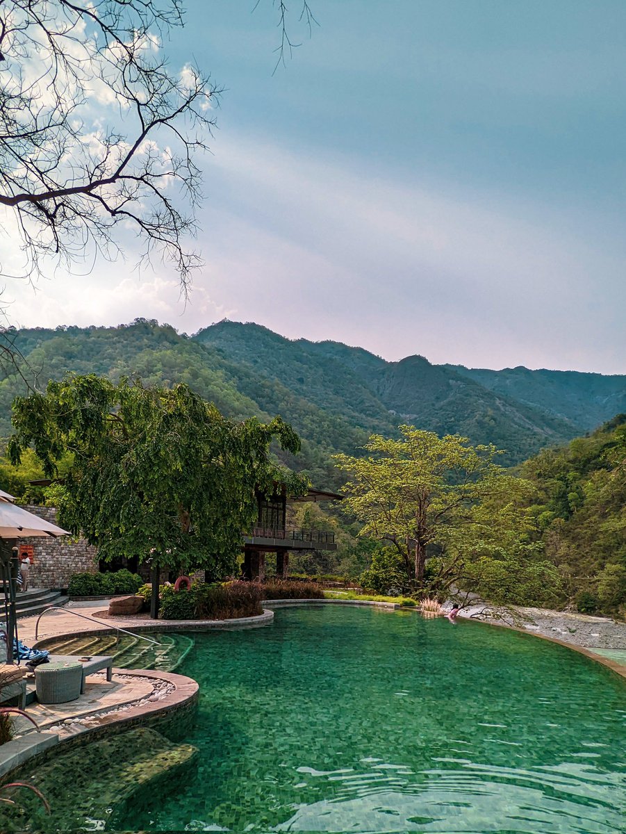 Green, blue, and all the shades in
 between. Just another page out of the
#LifeByTheRiver handbook!
.
.
.
#TajRishikesh #infinitypoolview #rishikesh #rishikeshgetaway #wellnessdestination #poolwithaview