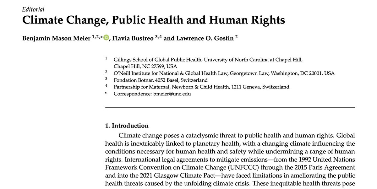 Preparing for #COP27, @FlaviaBustreo, @LawrenceGostin & I examine the evolution of #Health & #HumanRights in #ClimateChange policy, framing the issues that will shape our @IJERPH_MDPI special issue: “Climate Change, Public Health & Human Rights” mdpi.com/1660-4601/19/2…