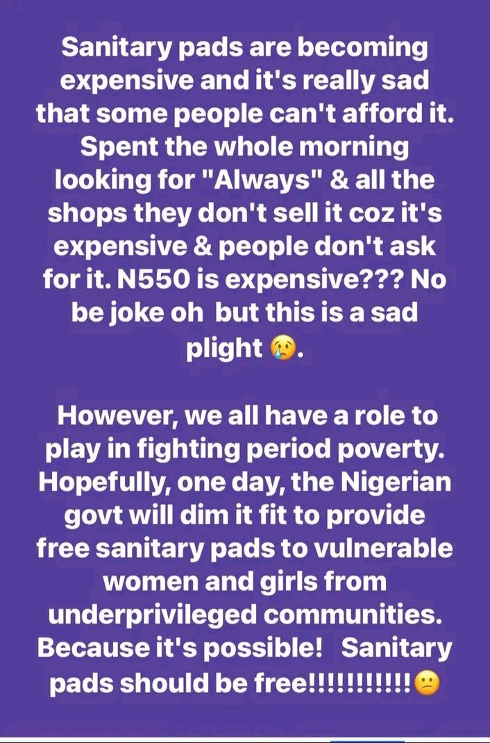 SeraphCherry's tweet photo. Government should try and make sanitary pads free for woman all over the world🌍. https://t.co/GCyyIO7tby