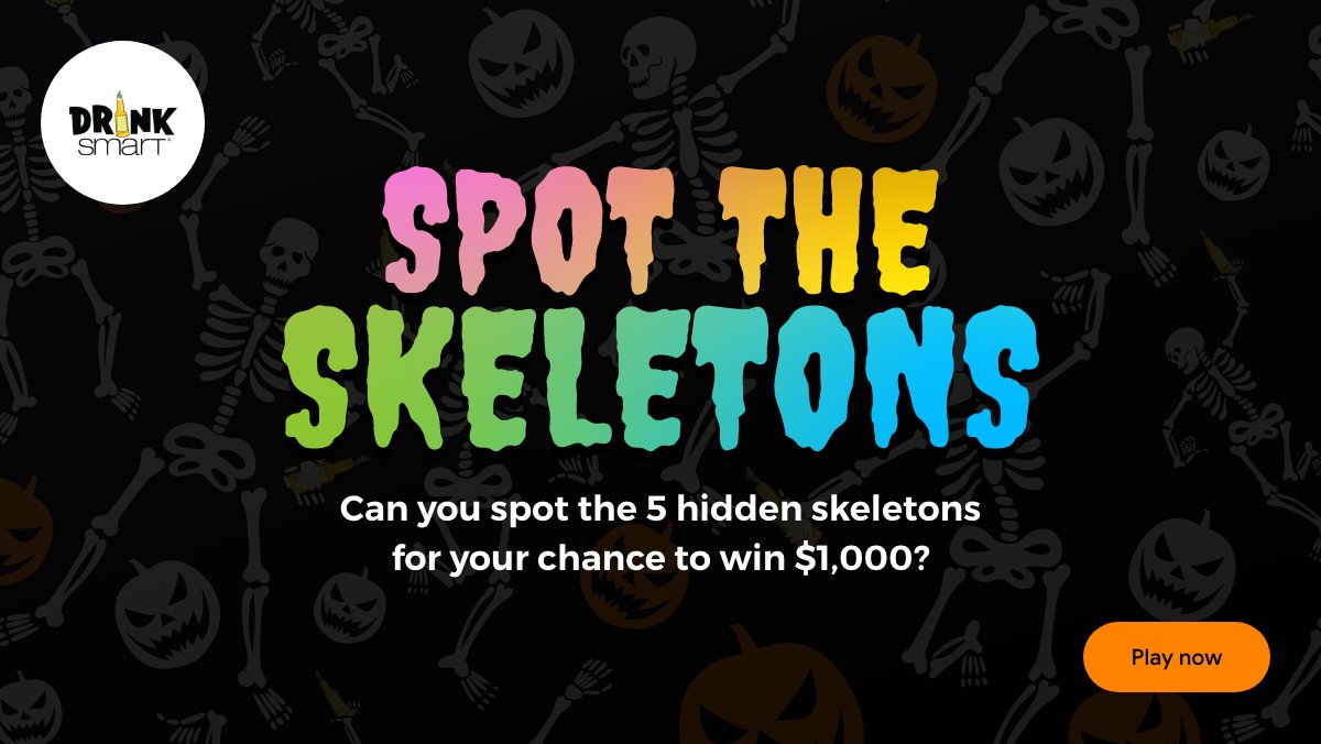 Ontario students—celebrate Halloween with a CHANCE to win $1,000 from DrinkSmart. All you have to do is find all 5 hidden skeletons. Each one will give you a safe drinking tip and get you one step closer to a chance to win. Play today! forms.studentlifenetwork.com/s/SLN---DrinkS…