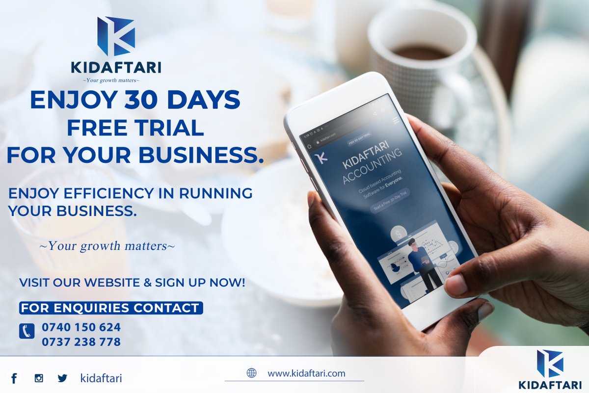 kidaftari_app's tweet photo. Join Kidaftari Accounting now and enjoy 30 Days absolutely FREE!
Sign up on our official Kidaftari website.
https://t.co/HjdAKYoLdI
~ Your growth matters
#Kidaftari #Accounting #Businessdaily #Business #KenyaBusiness #Finance #30daysfree https://t.co/I9m3g4BjBP