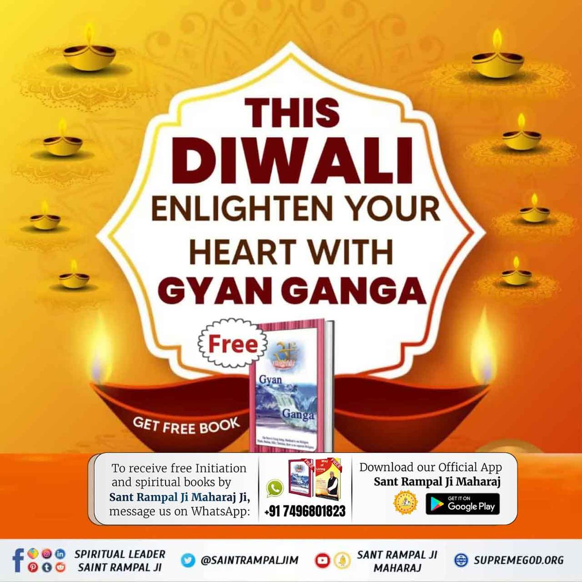 #SpiritualBooks_On_Diwali 🙏This Diwali, read the priceless book "Gyan Ganga" to remove suffering, diseases and poverty from your home. <a href="/SaintRampalJiM/">Sant Rampal Ji Maharaj</a>. 🙏🙏