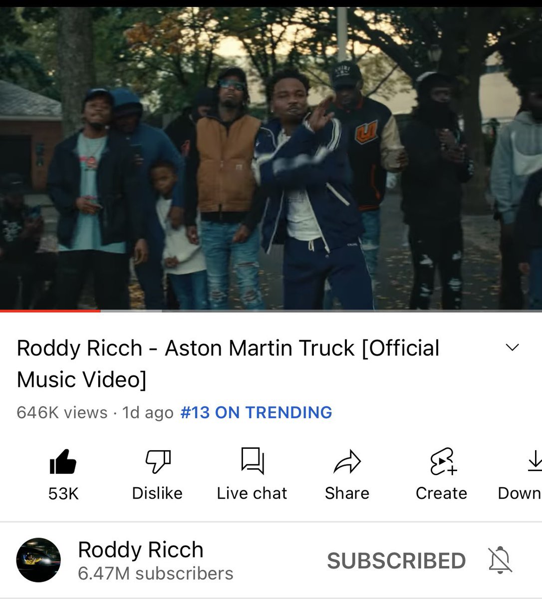 Roddy Ricch trending number 13 on YouTube 🫡🫡❗️❗️
