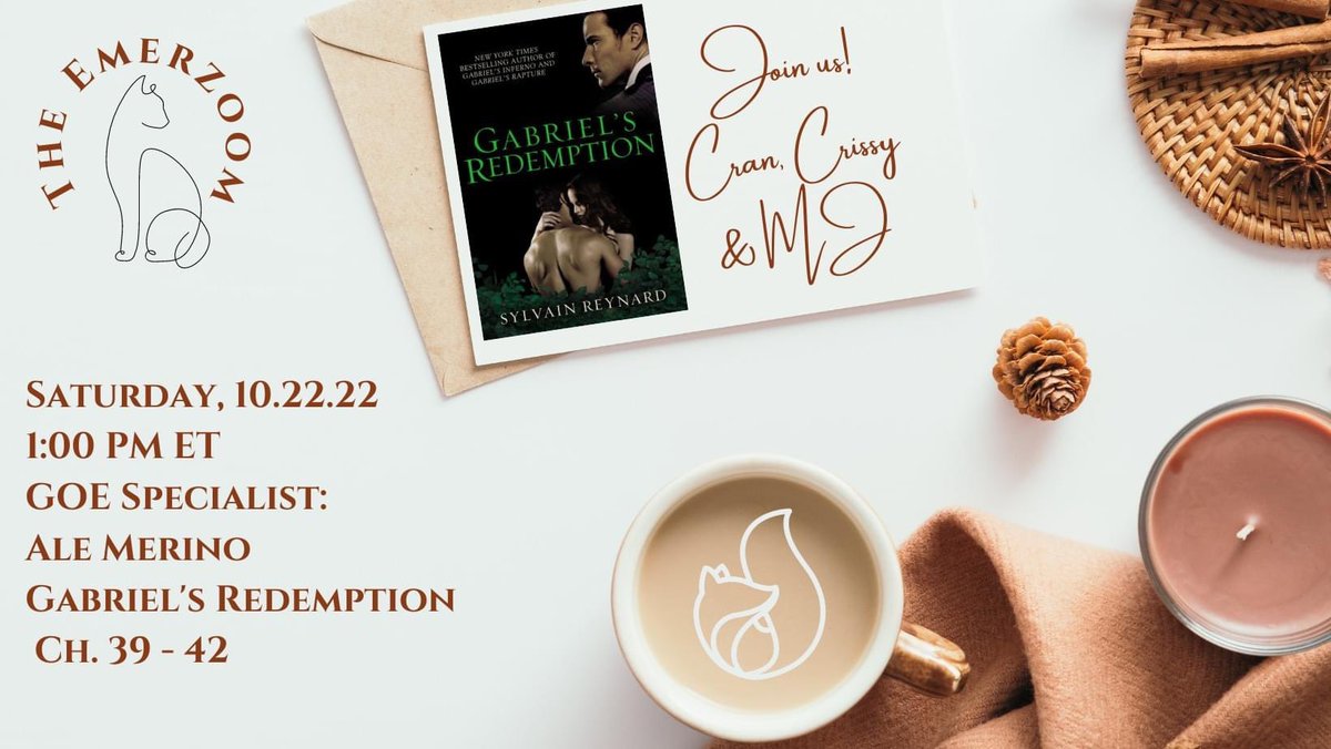 EmerzoomS's tweet photo. Hey Emerzoomers!!!
This week, Mexico is in the house! We welcome one of @sylvainreynard’s longtime readers, Alejandra Merino. Ale will be presenting chapters 39 - 42! See you today at 1 PM E!
#GabrielsRedemption #LectureroftheWeek https://t.co/p2aZph7dnv