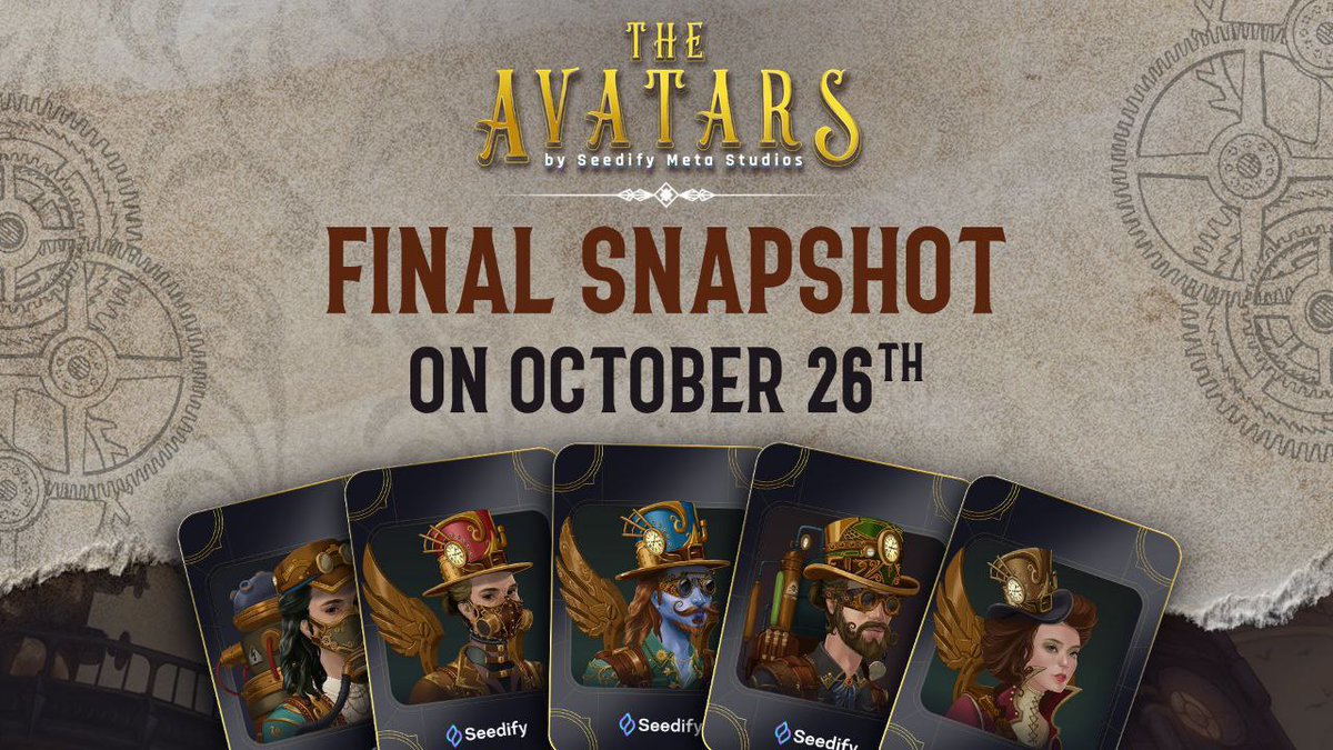 Cryptogemsguru's tweet photo. Wow Guys 🤯 Final snapshot for THE AVATARS is coming on Oct 26th! ⏳ @SeedifyFund

To become eligible, you must stake 500K $SNFTS or farm 250K with the $SFUND pair 😍

Secure AVATAR by staking and EARN 🤑 https://t.co/8TR49LcN6i