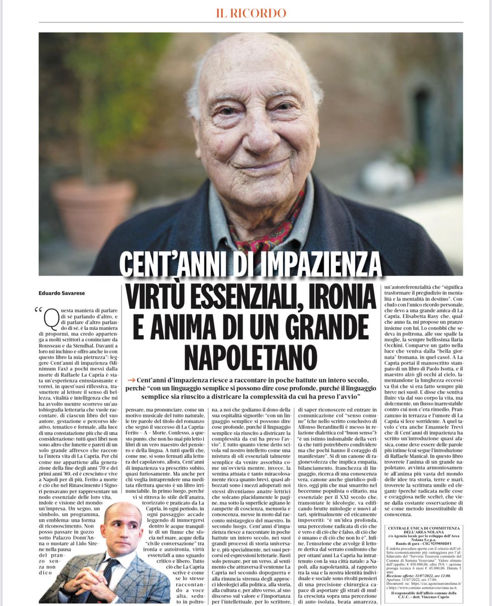 Cent'anni di impazienza di #RaffaeleLaCapria. @minimumfax 
Il mio articolo oggi per <a href="/ilriformista/">Il Riformista</a>