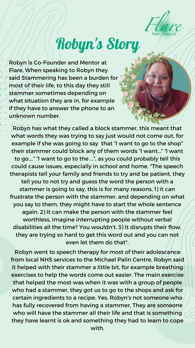 FlareCares's tweet photo. We also wanted to highlight Robyn, co-founder &amp; mentor of Flare that over the past week has been a great help at making this post, Thank you Robyn 💕
-
#internationalstammerawarenessday #InternationalStammerAwareness #Stammer #stutter #StammerAwareness #StutterAwareness #ISAD2022 https://t.co/A1Ly0sFNkt