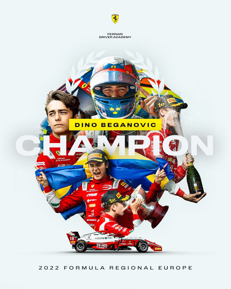insideFDA's tweet photo. DINO BEGANOVIC. 2022 FRECA CHAMPION 🏆 

An incredible season from our super Swede 👏

#FDA @DinoBeganovic4 @prema_team https://t.co/A6tFZFQ7nN