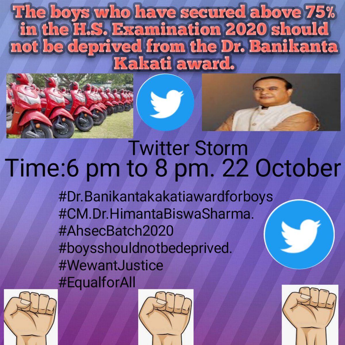 Sudiptagautam1's tweet photo. @himantabiswasharma @ranojpeguassam @EduMinOfIndia @CMOfficeAssam @mygovassam
Why discrimination on the Batch of 2020 boys who have got the 75% in HS final but not in the list of beneficiary of Scooty scheme of govt of Assam? #Thisisnotgood #assamgovt https://t.co/XqQ56G4eSz