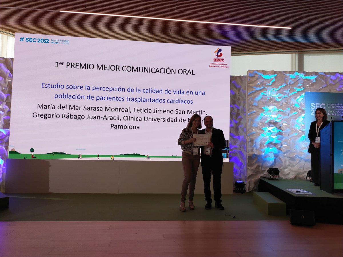 Mónica Vázquez Calatayud (@calatayudmonica) on Twitter photo ✨Enhorabuena <a href="/Marimar39776413/">Mari mar Sarasa</a> <a href="/LeticiaJimeno/">Leticia</a> y #GregorioRabago
👏🏻👏🏻👏🏻de la <a href="/ClinicaNavarra/">Clínica Universidad de Navarra</a> por el 🥇a la mejor comunicación “Estudio sobre la percepción de la calidad de vida en una población de pacientes trasplantados cardiacos” Congreso Nacional <a href="/AEEC_enfcardio/">Asociacion Española de Enfermeria en Cardiologia</a> <a href="/secardiologia/">Soc Esp Cardiología</a> ✨Enhorabuena <a href="/Marimar39776413/">Mari mar Sarasa</a> <a href="/LeticiaJimeno/">Leticia</a> y #GregorioRabago
👏🏻👏🏻👏🏻de la <a href="/ClinicaNavarra/">Clínica Universidad de Navarra</a> por el 🥇a la mejor comunicación “Estudio sobre la percepción de la calidad de vida en una población de pacientes trasplantados cardiacos” Congreso Nacional <a href="/AEEC_enfcardio/">Asociacion Española de Enfermeria en Cardiologia</a> <a href="/secardiologia/">Soc Esp Cardiología</a>
