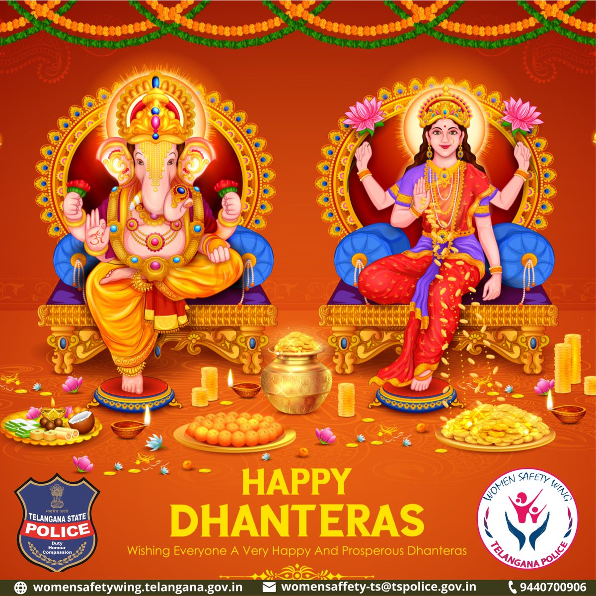 May Goddess Lakshmi always stay in your heart and help you to lead a happy and peaceful life. Happy Dhanteras to you and your family. #Dhanteras #dhanteraswishes #dhanteras2022 #dhanterasspecial #WomenSafetyWing #TelanganaPolice #Telangana #India #Deepavali #Diwali