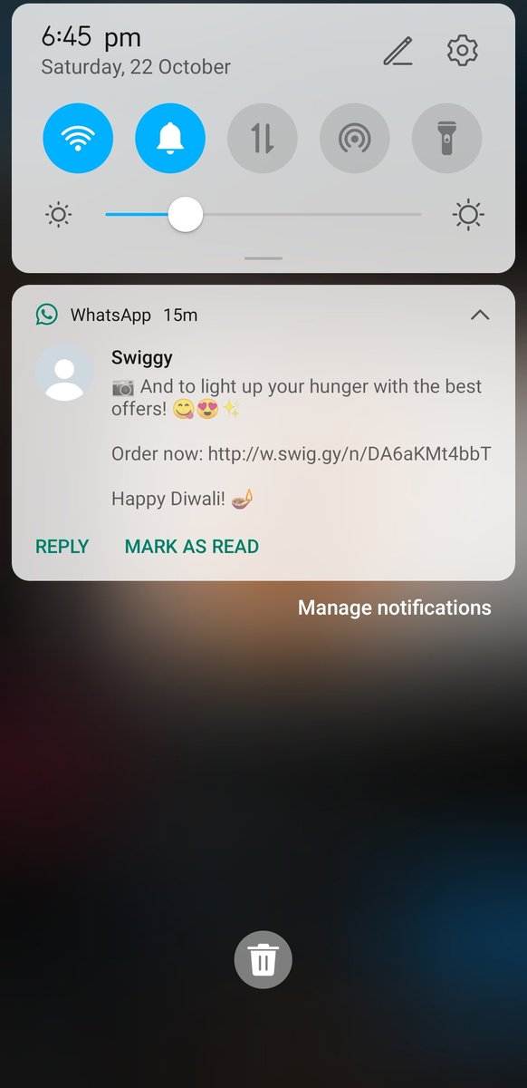 __0MB's tweet photo. Thank you @Swiggy and @SwiggyCares u guys really cares.
Thanks a lot for your sweet and tasty wish.
Hope those hardworking delivery boys and all employees enjoy this diwali. Happy diwali and #Dhantera from my side. https://t.co/pAAg7q6G5Y
