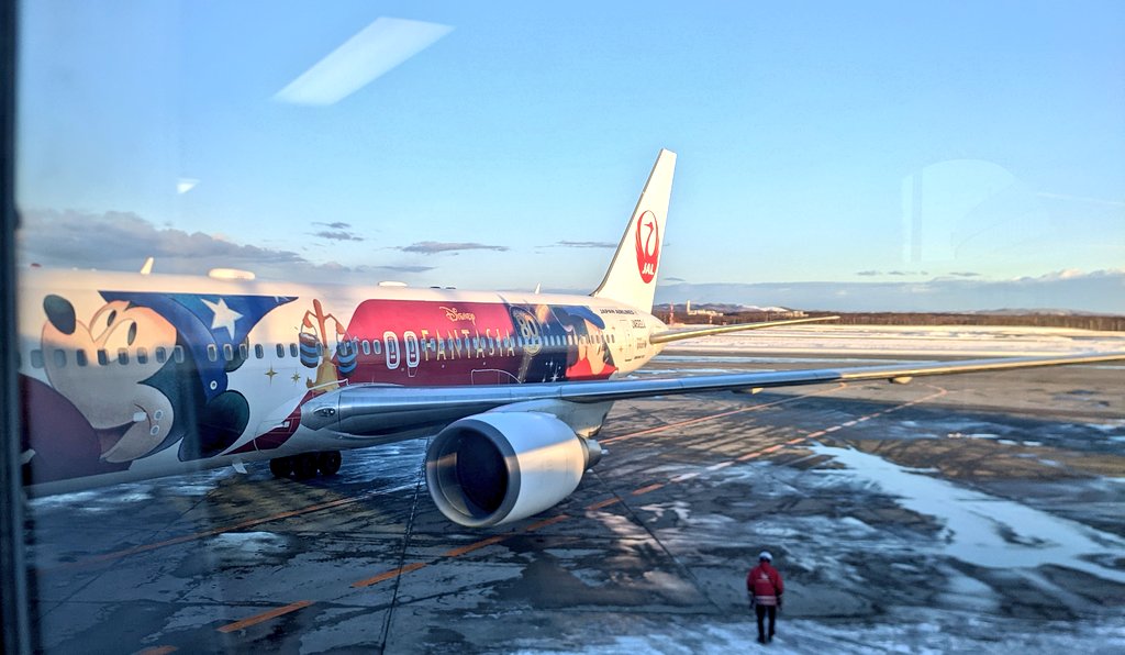 この機体可愛すぎたなー🧸💕 #飛行機 #新千歳空港 #羽田空港 #JAL #ミッキー #ディズニー #特別塗装機