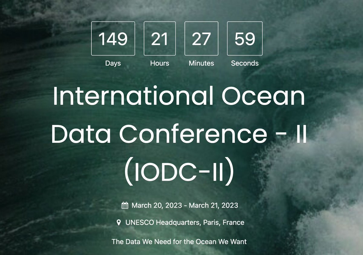 📢 CALL FOR ABSTRACTS 💻 The call for abstracts for the 'International Ocean Data Conference – II' to be held at #UNESCO Headquarters in #Paris, #France, in March 2023 is open! 🌊📊 Discover + 👉 bit.ly/3CToZgZ Deadline 📅 15 November 2022 #OceanDecade #data