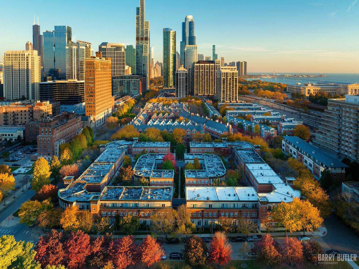 barrybutler9's tweet photo. Saturday in the South Loop.   Autumn colors dotting the streets of Chicago.  #weather #news #ilwx #chicago #fallcolors https://t.co/wPJ35A6suB