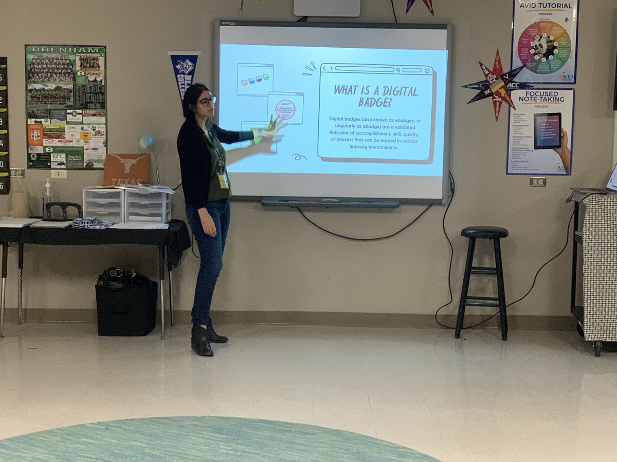 Our very own @chechels23 speaking with <a href="/BrenhamHSAVID/">BHS AVID</a> freshmen about the emerging role of digital badges in professionalism and leadership! Freshmen AVID are working on earning their 9th Grade AVID badge! <a href="/AVID4College/">AVID</a> <a href="/BrenhamHS/">Brenham High School</a>