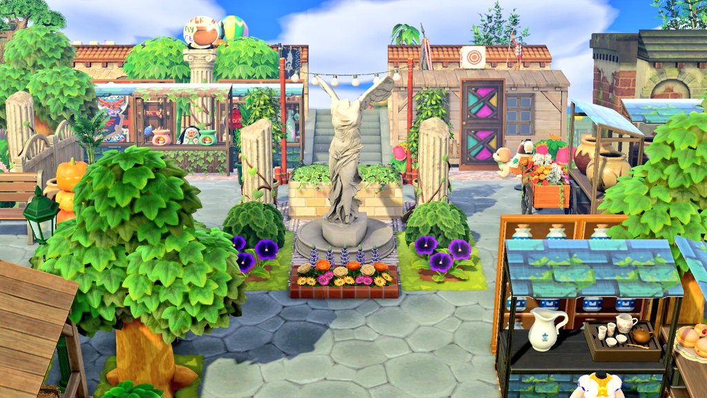 TheLegendOfGaia's tweet photo. Ça fait un moment que je n'avais rien publié, je vous montre la nouvelle version de l'entrée de mon île où l'on peut apercevoir les commerces du marché d'Hyrule 😊
#acnh #zeldacore #zelda https://t.co/18KpQypdEh