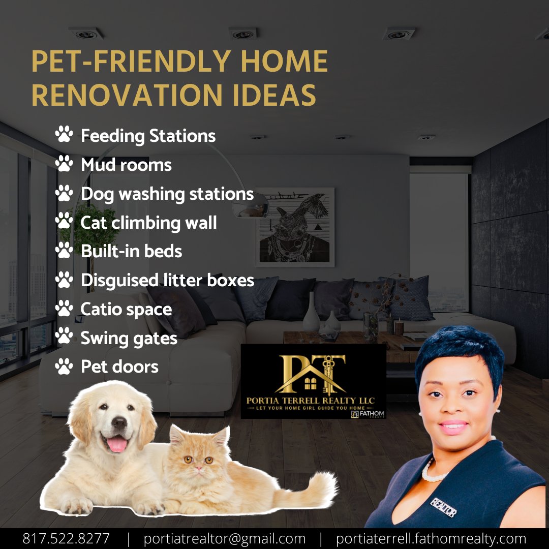 portia_terrell's tweet photo. Here are some pet-friendly home renovation ideas.

#FathomRealty #fathomrealtydfw #DFWBuyersAgent #DFWSellersAgent #NorthTXRealEstate #MoveToNorthTexas #MoveToDFW #RelocateToDFW #buywithportiat #sellwithportiat #dfwrealtor https://t.co/sdFXVzwSfP