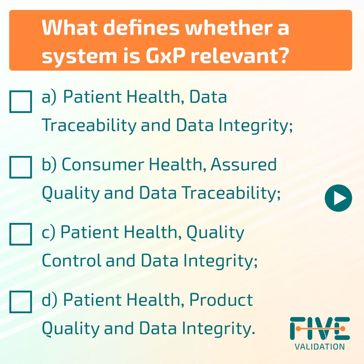 FiveValidation's tweet photo. QUIZ - Test your knowledge!

Like and share to help others who may have these questions.

#quiz #game #validation #systemvalidation #digitalvalidation #knowledge #paperless #paperlessvalidation https://t.co/pZzkYDc3qK