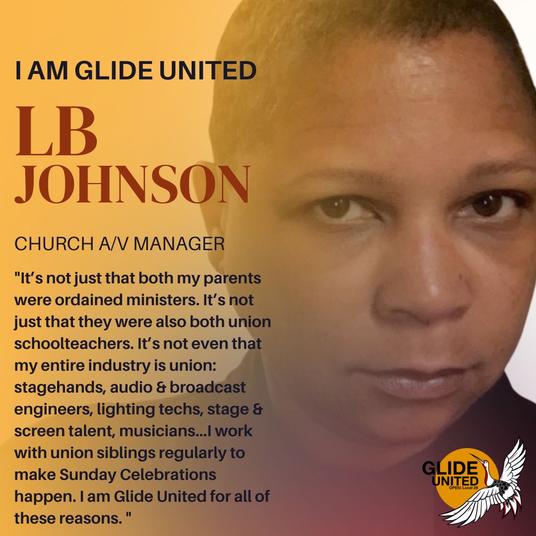 Sunday Celebrations A/V could not happen without contract union workers. It's time for Glide United.

@GLIDEsf 
#workplacedemocracy #glideunited #unionmovement #laborunion
