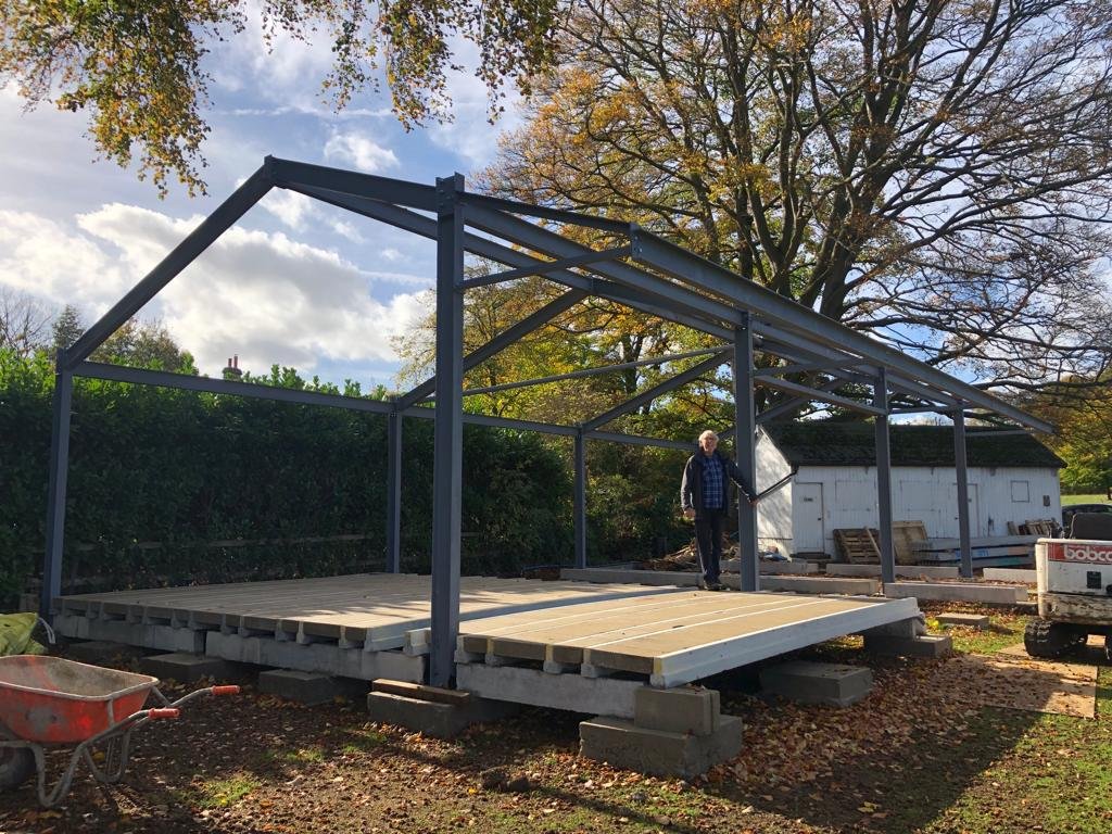 More progress on the pavilion, with Ken making it look like he's done all the work himself!