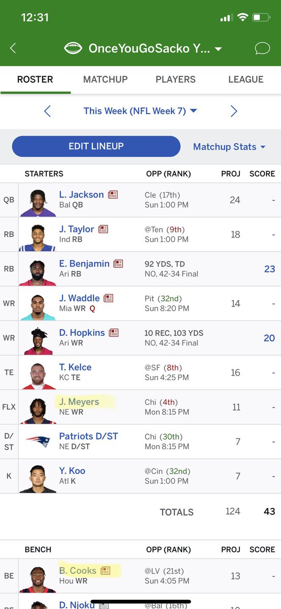 MarcusVoran's tweet photo. Anyone else starting Meyers over someone who is projected for more?

#fantasyfootball https://t.co/TbF3PkUocN