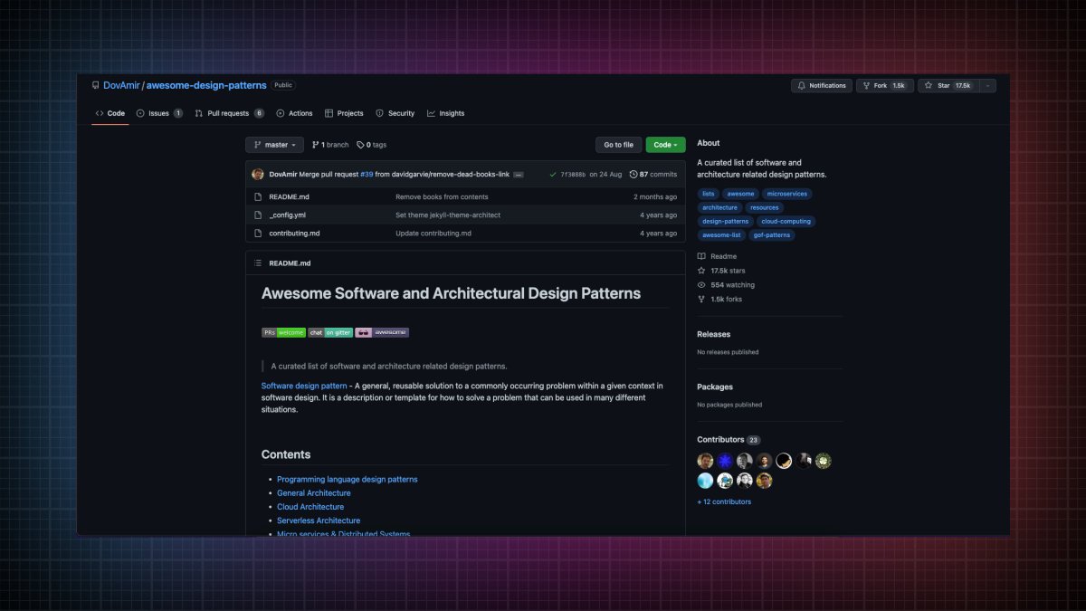Prathkum's tweet image. 4. Awesome design patterns

A curated list of software and architecture-related design patterns.

🔗 github.com/DovAmir/awesom…