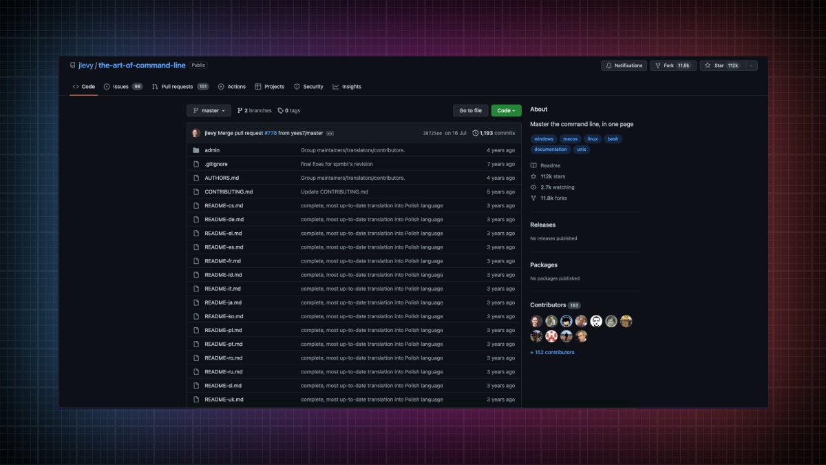 Prathkum's tweet image. 3. The art of command line

Master the command line, in one page.

🔗 github.com/jlevy/the-art-…