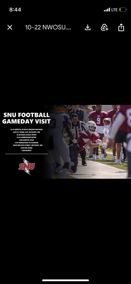 Wyattsmith_5's tweet photo. Can wait to visit @SNU1899 today and watch some football @Coach_Indy @CoachMarsh22 https://t.co/MeOf68bBsK