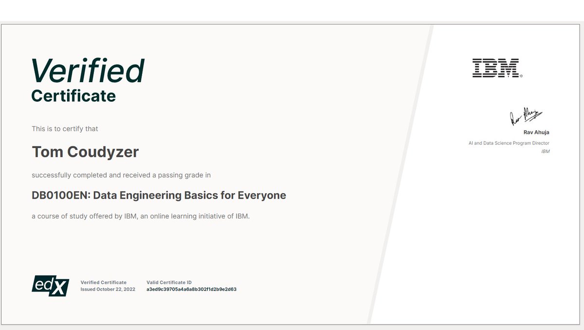 It was hard work and a lot to absorb but I really wanted to get some more insight into the field of Data Engineering. This was an incredible start entering into the field of data. I really enjoyed learning about this #data #learning #dataengineering