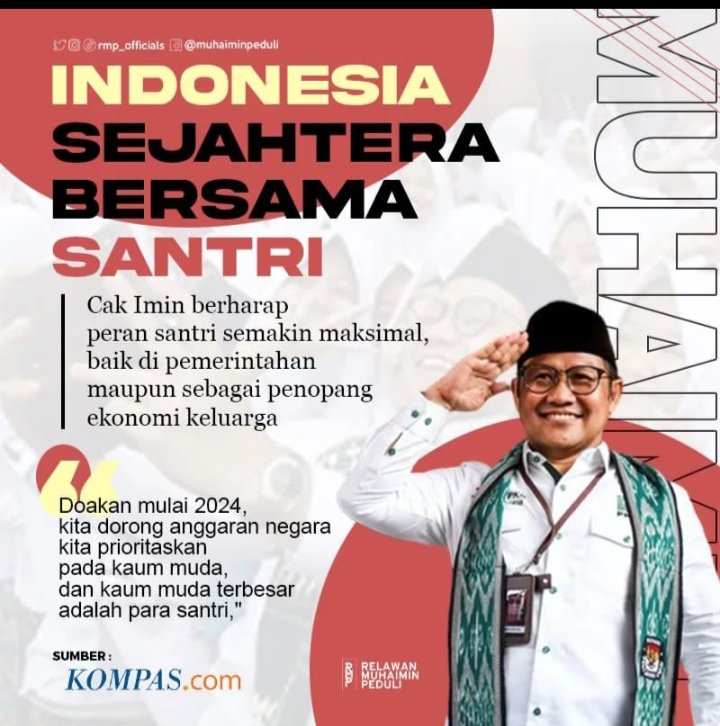 Johansk14's tweet photo. Indonesia sejahtera bersama santri.
#CakImin https://t.co/5b7nnXcOVt