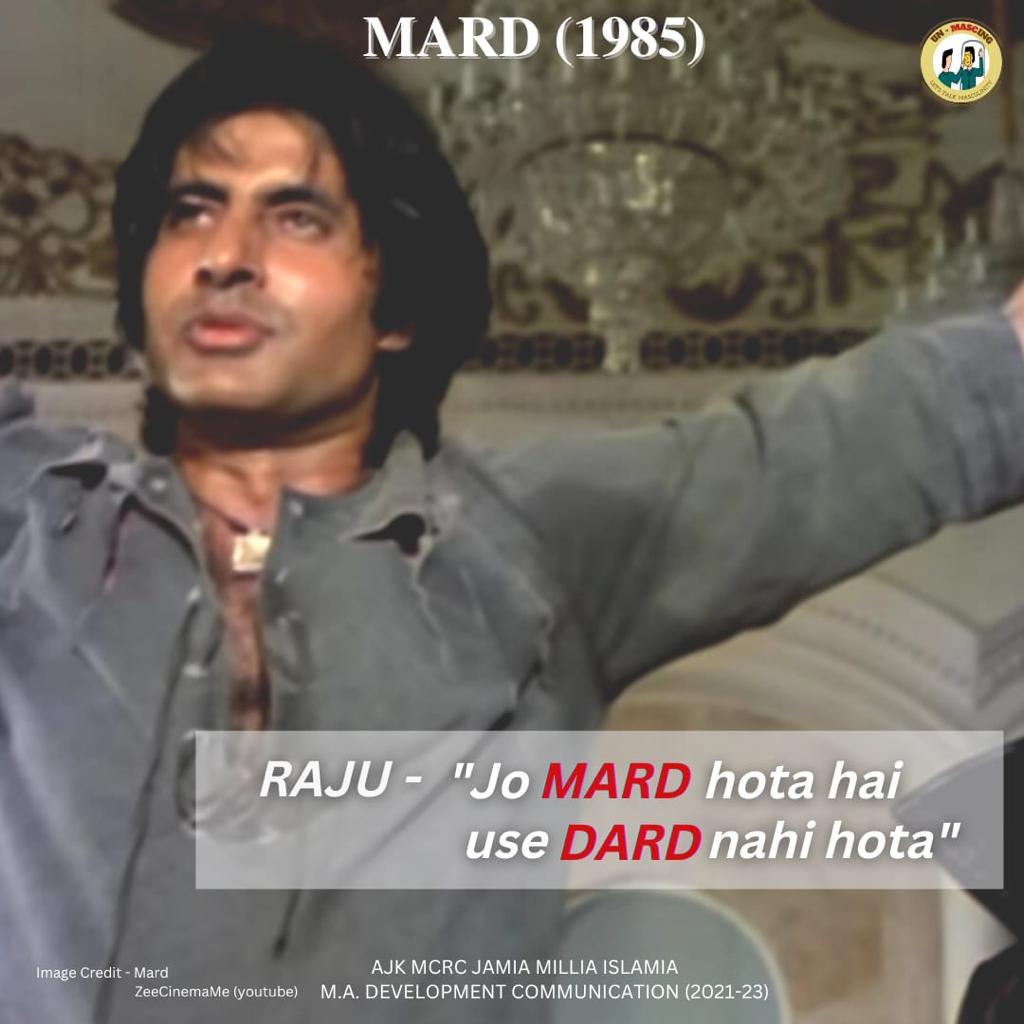un_mascing's tweet photo. "Mard ko dard nahi hota"
"Kyu, wo insaan nahi hote?" 
Let's take a look at few of the dialogues our beloved movies have brought to us which have strengthened the stereotypical notions.
#masculinity #unmascing #toxicmasculinity #unlearn #detox #breakingstereotypes #mentalheath https://t.co/kBo6tYMjwh