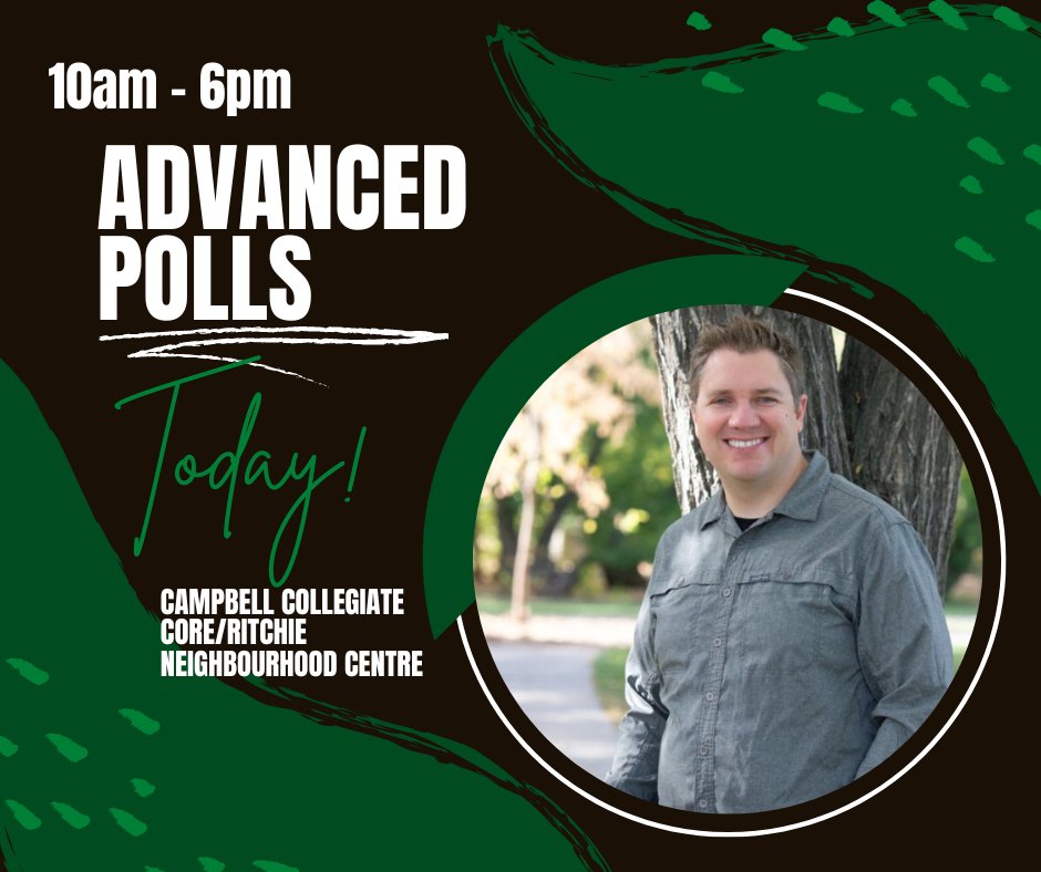 Today is the advanced polls in subdivision #2 by-election for the Regina School Board.

Polls are open from 10-6 

Campbell Collegiate

And the Core/Ritchie Neighbourhood Centre.

Please make an informed vote #YQR. This is our children's education!