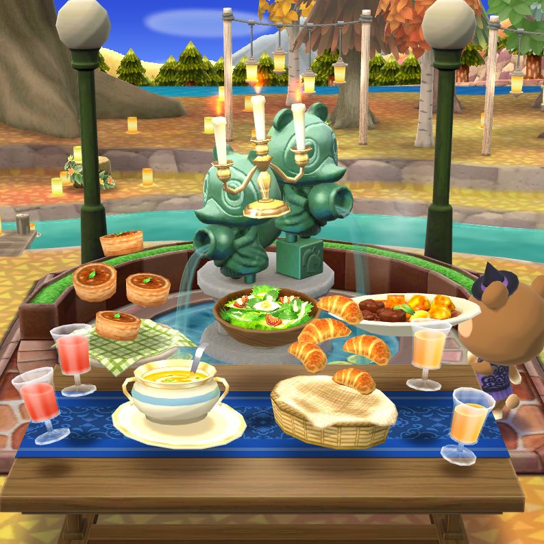 Maple enjoying the spooky banquet by the fountain #acpc #PocketCamp #AnimalCrossingPocketCamp #AnimalCrossing