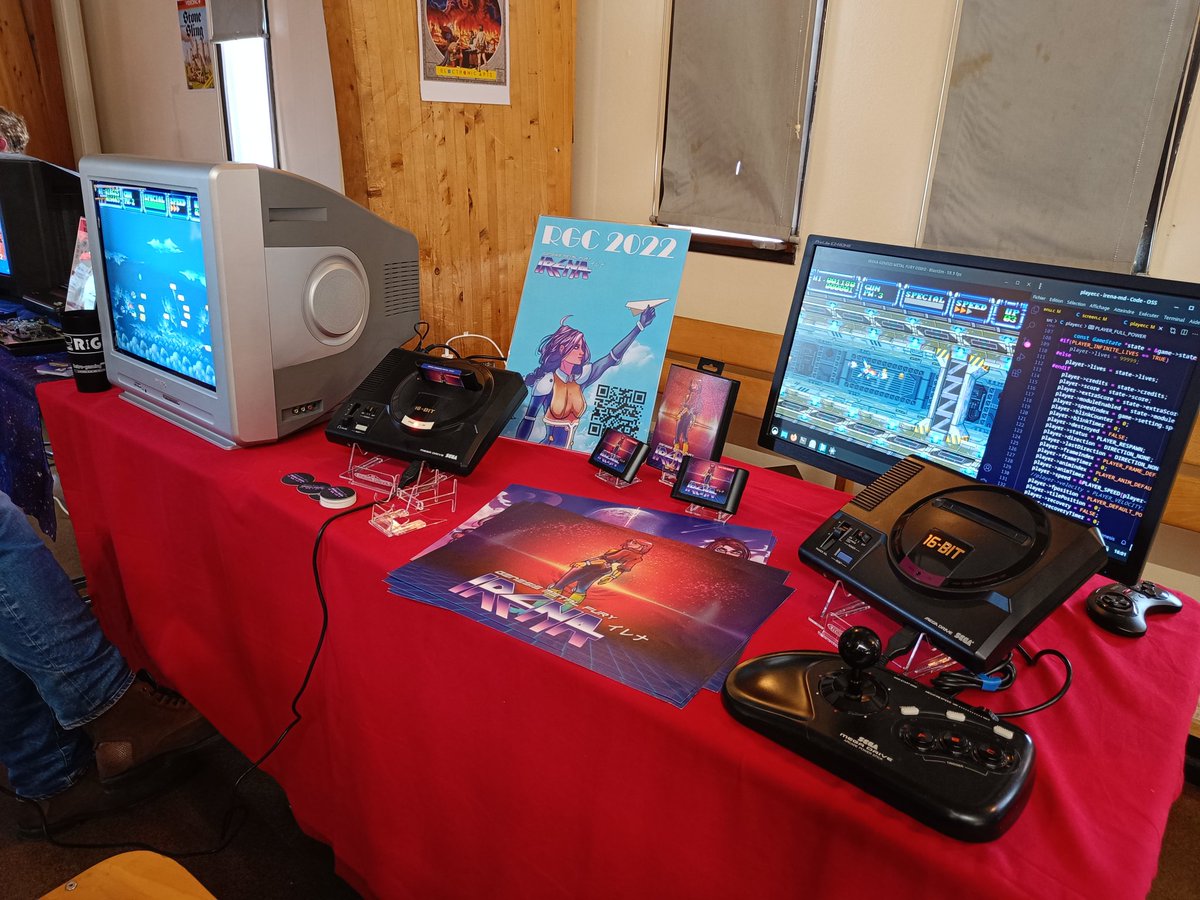 White Ninja Studio en place à la RGC 2022 avec un stand dédié à Irena Genesis Metal Fury pour la Mega Drive ! SEGA c'est plus fort que toi 🔥💪 #retrogaming #event #megadrive #segagenesis #homebrew #16bit