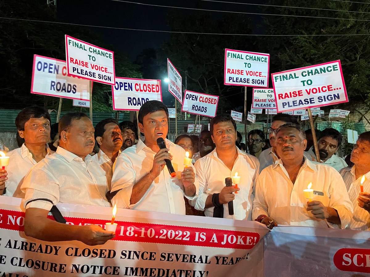 MarriRajasekar's tweet photo. We demand to open all the illegally closed roads in the Secunderabad Cantonment Area by the board immediately. 

#openallclosedroads https://t.co/ET8e4eYrml