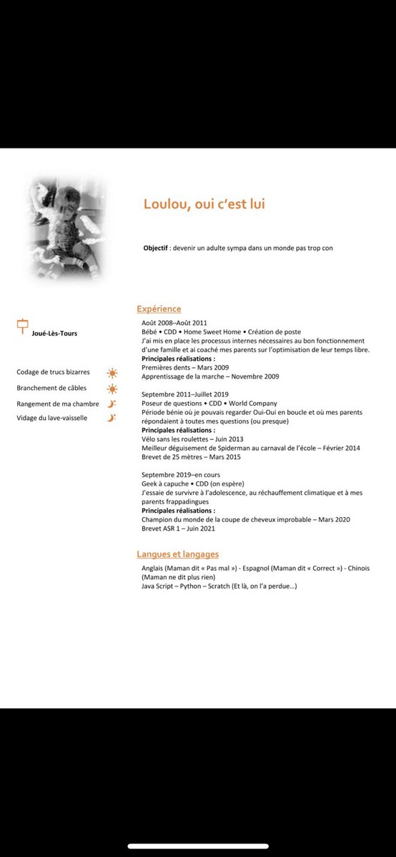 samnaji_'s tweet photo. her 14-year-old son is looking for his 3rd year observation internship and the shool  ask him for his CV. 
Seriously guys??? 
Did you remember having a resume
CV a 14 ? https://t.co/djIiFOJc0D
